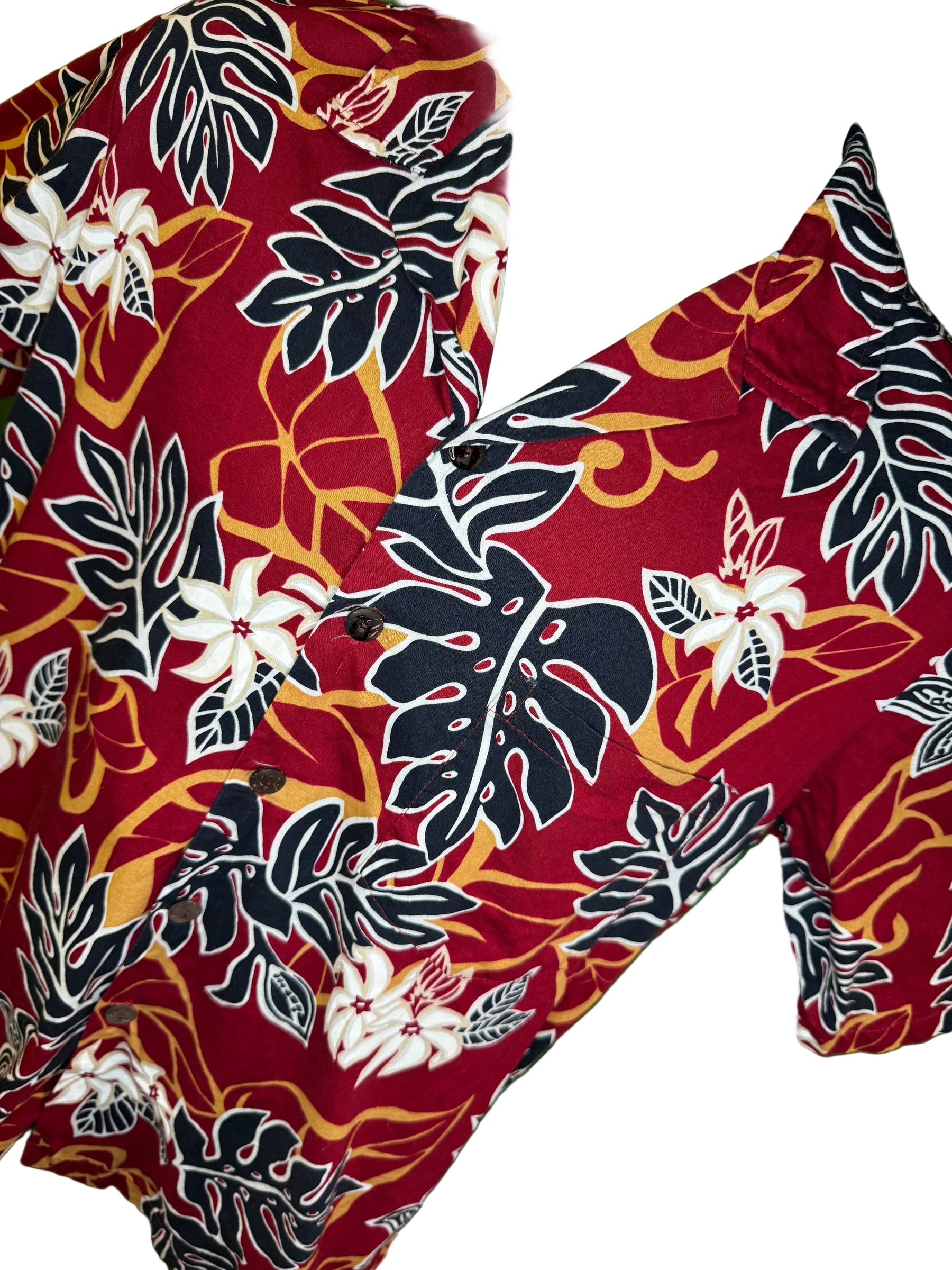 Hawaiian Red Aloha Shirt Made in Hawaii Men's Medium