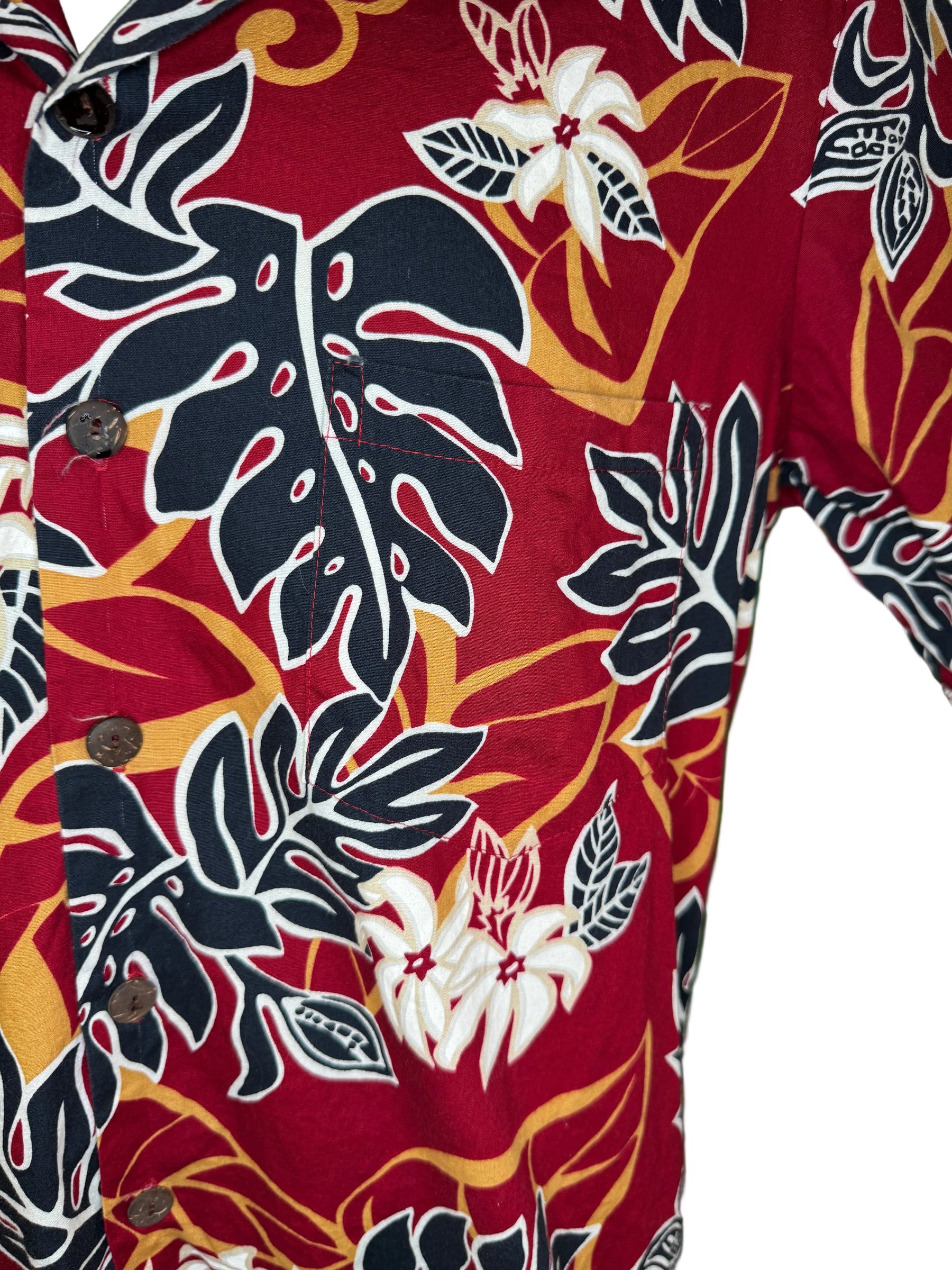 Hawaiian Red Aloha Shirt Made in Hawaii Men's Medium
