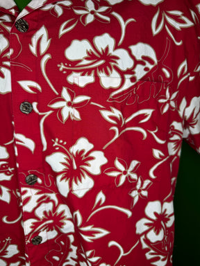 Hawaiian Red and White Aloha Shirt Made in Hawaii Men's Large