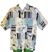 Quirky Fish Fishing Patterned S/S Button Up Shirt Tampa Men's Medium