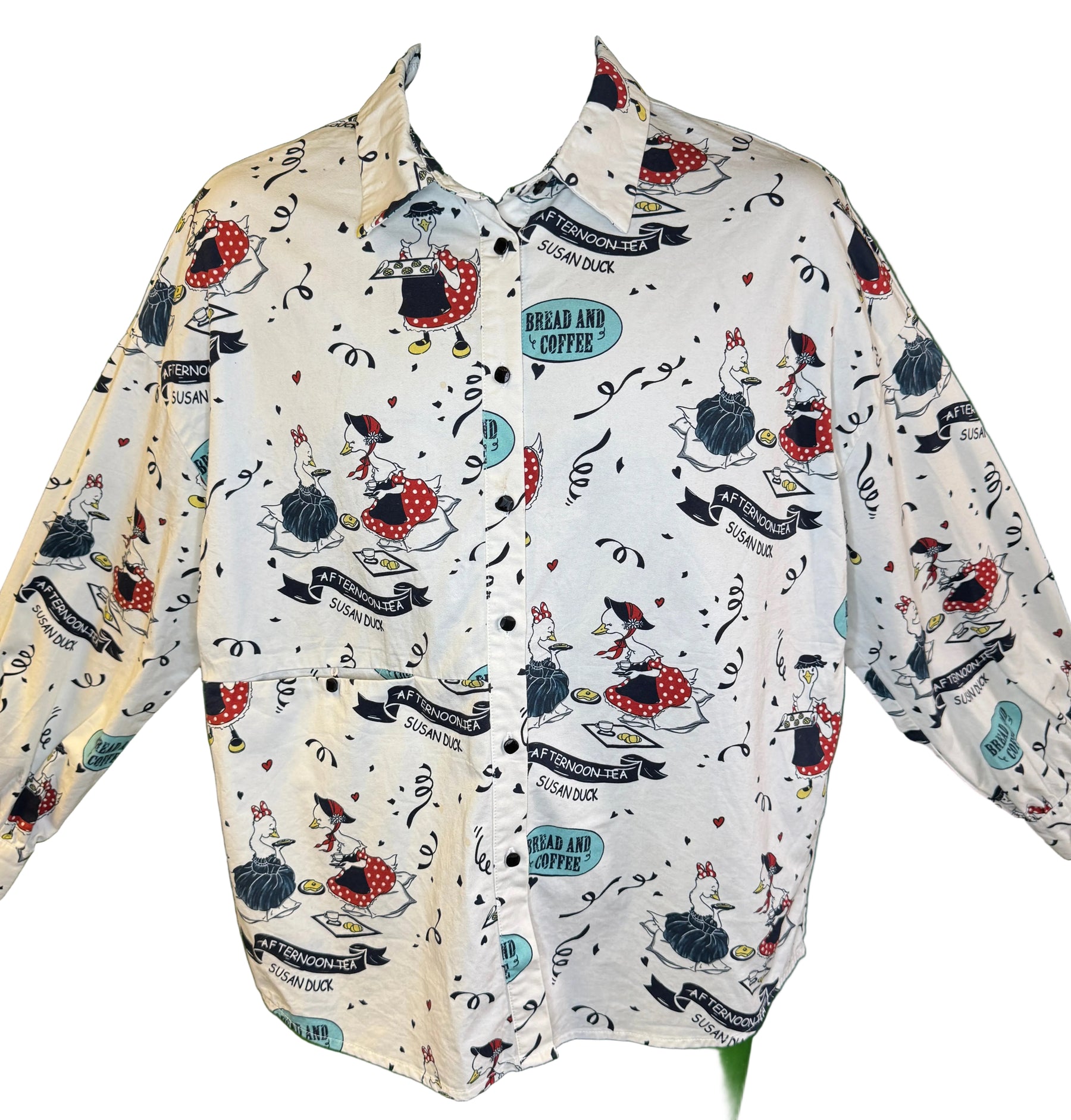 KUOSE Blouse Shirt Top Afternoon Tea Susan Duck Print Cute Women's Medium