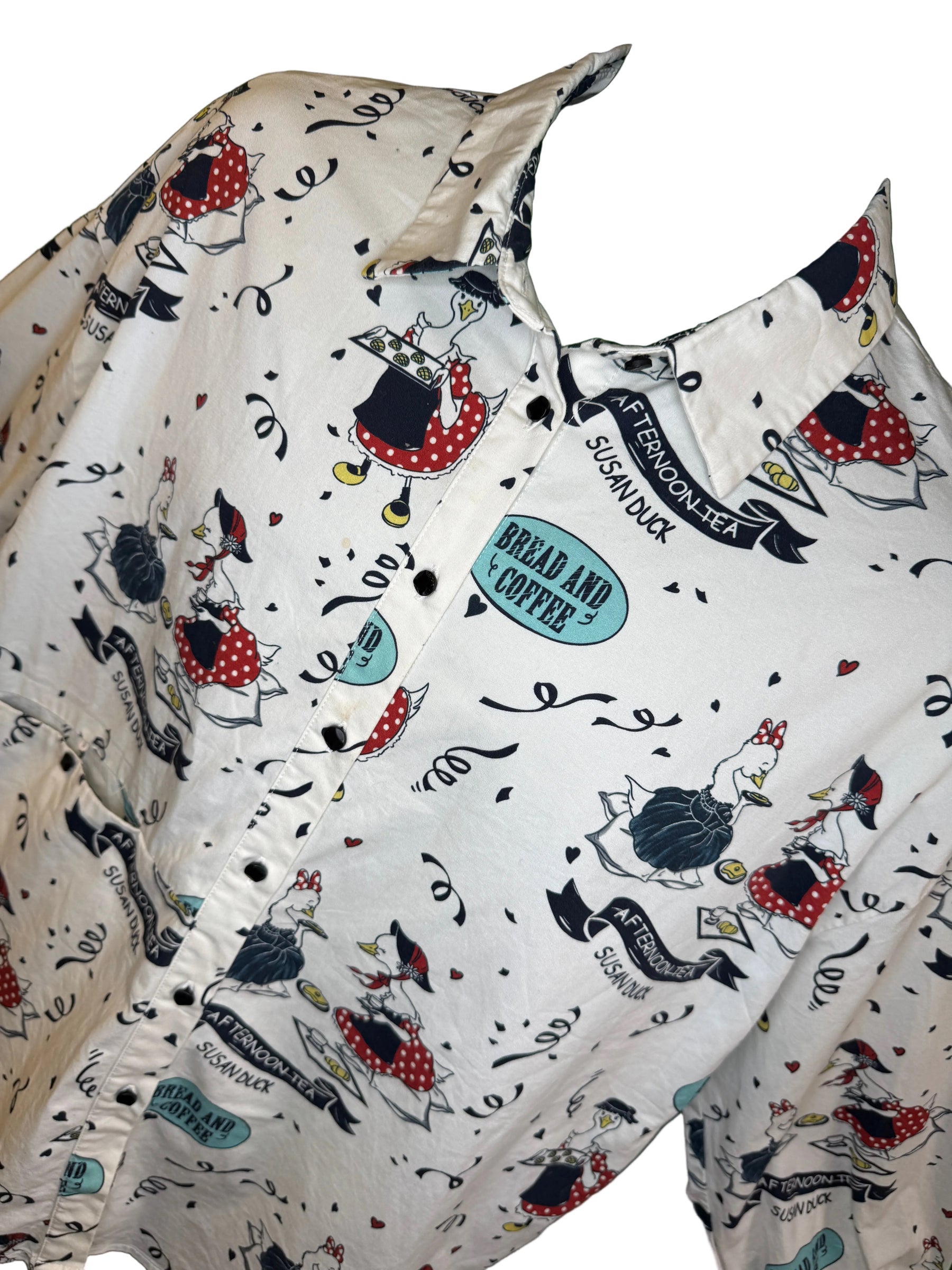 KUOSE Blouse Shirt Top Afternoon Tea Susan Duck Print Cute Women's Medium
