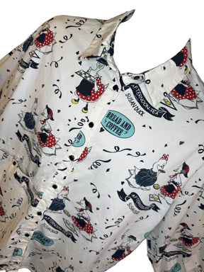 KUOSE Blouse Shirt Top Afternoon Tea Susan Duck Print Cute Women's Medium