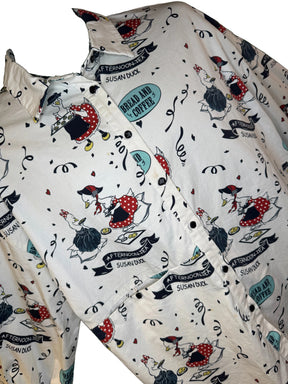 KUOSE Blouse Shirt Top Afternoon Tea Susan Duck Print Cute Women's Medium