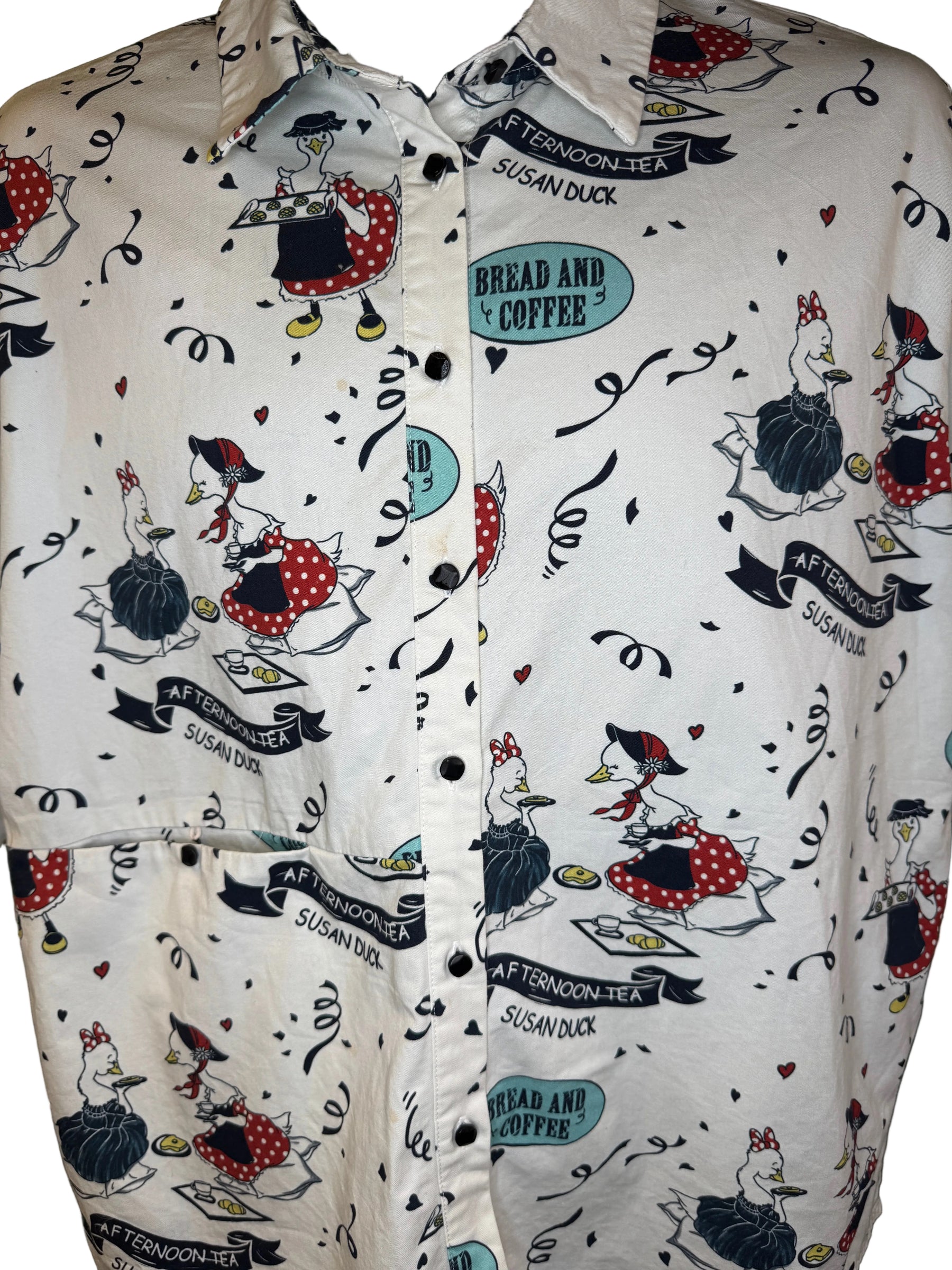 KUOSE Blouse Shirt Top Afternoon Tea Susan Duck Print Cute Women's Medium