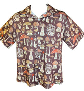 Quirky Silky Mushroom Houses Brown Shirt Unisex Men's Medium
