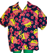 Hawaiian Black Aloha Shirt Men's Medium