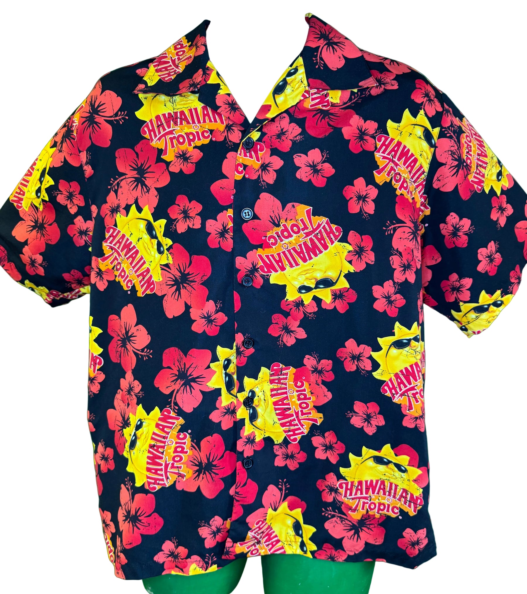 Hawaiian Black Aloha Shirt Men's Medium