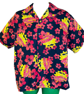 Hawaiian Black Aloha Shirt Men's Medium