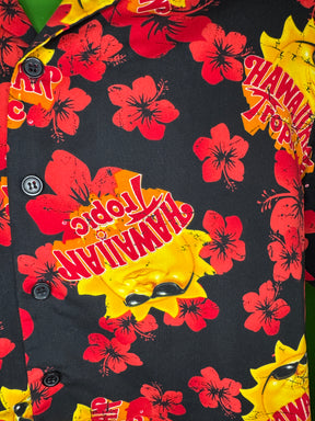 Hawaiian Black Aloha Shirt Men's Medium