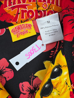 Hawaiian Black Aloha Shirt Men's Medium