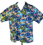 Hawaiian Blue Aloha Shirt Made in Hawaii Men's 2X-Large