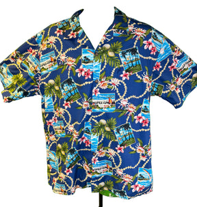 Hawaiian Blue Aloha Shirt Made in Hawaii Men's 2X-Large