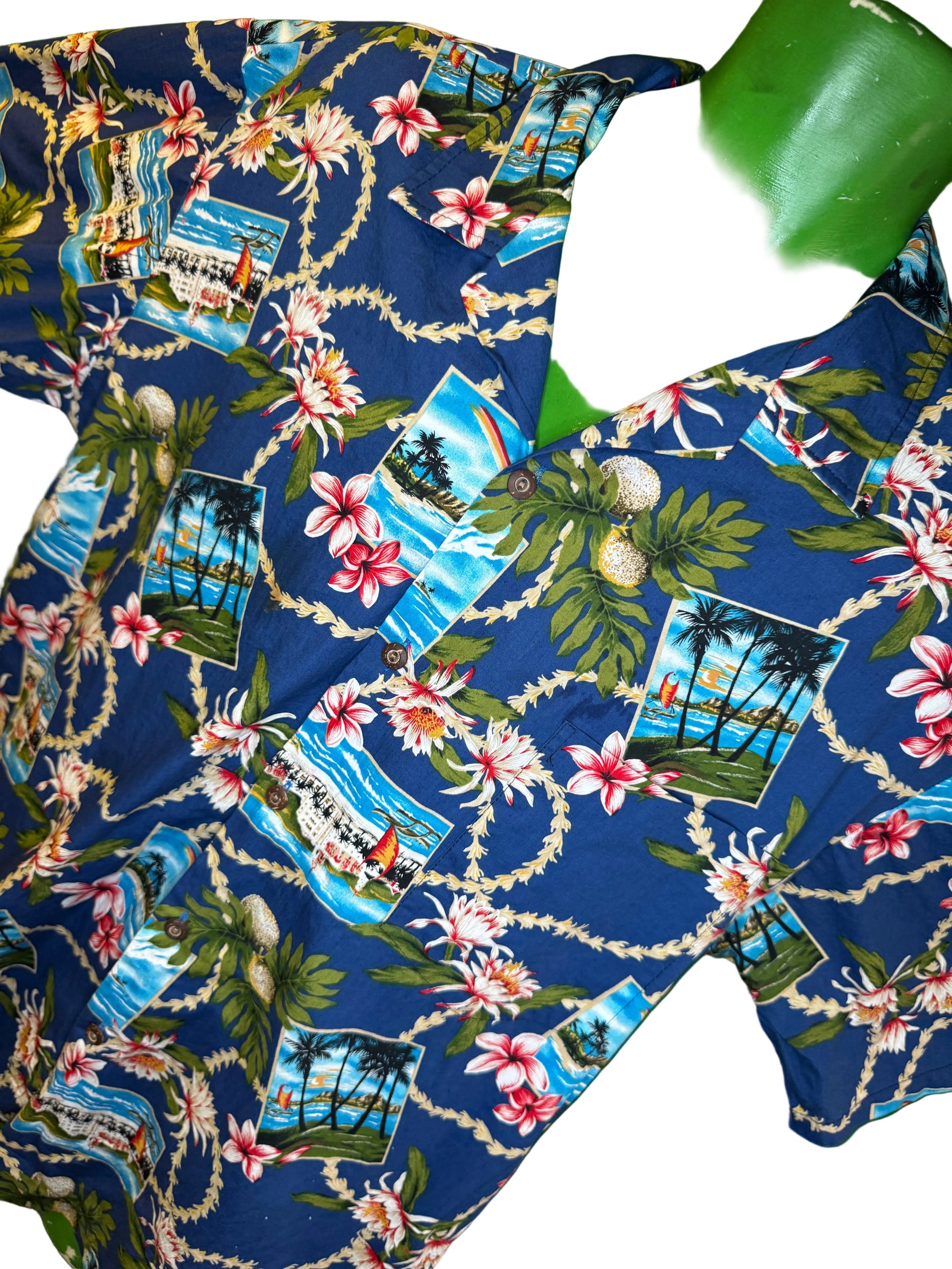 Hawaiian Blue Aloha Shirt Made in Hawaii Men's 2X-Large