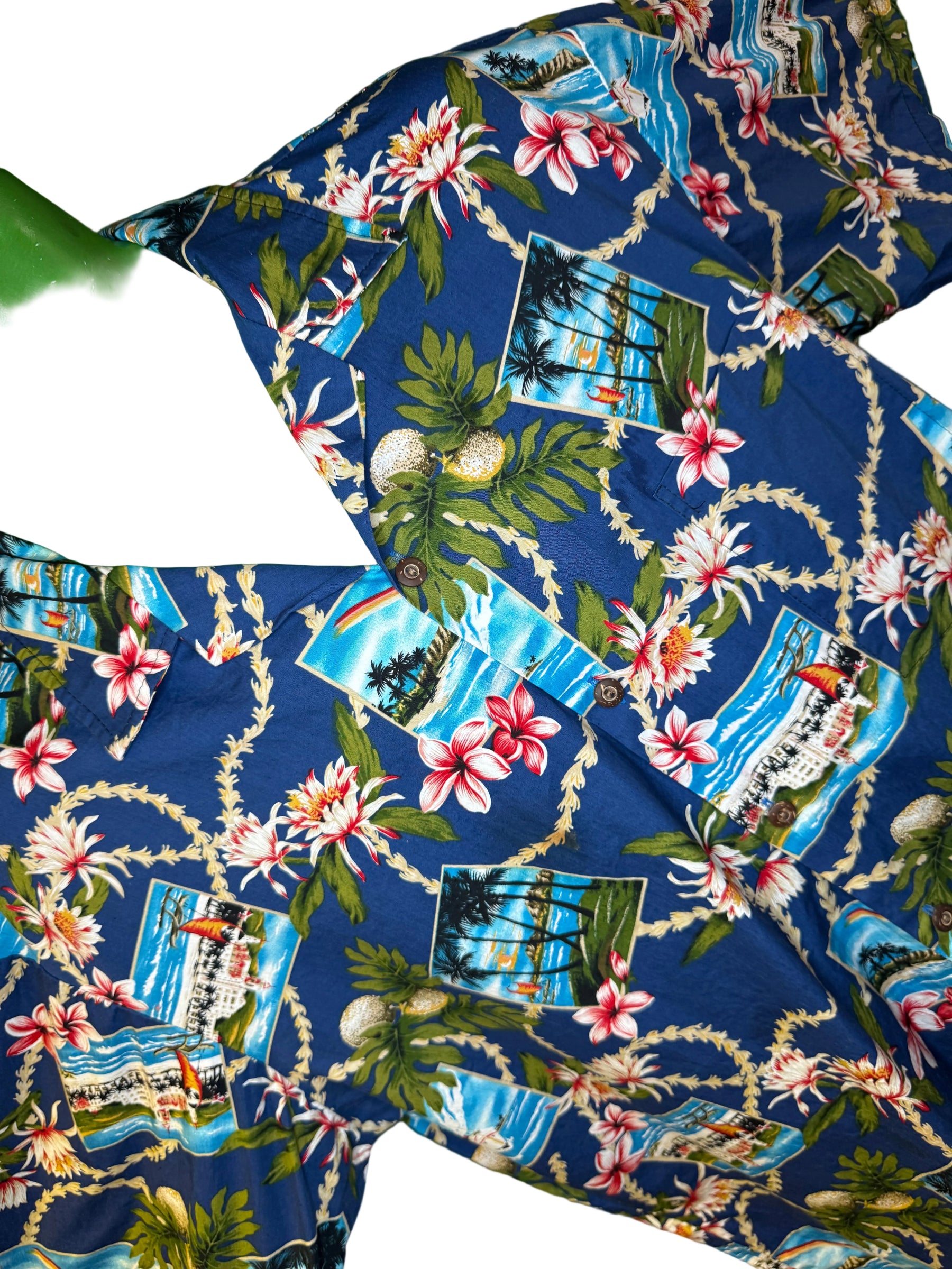 Hawaiian Blue Aloha Shirt Made in Hawaii Men's 2X-Large