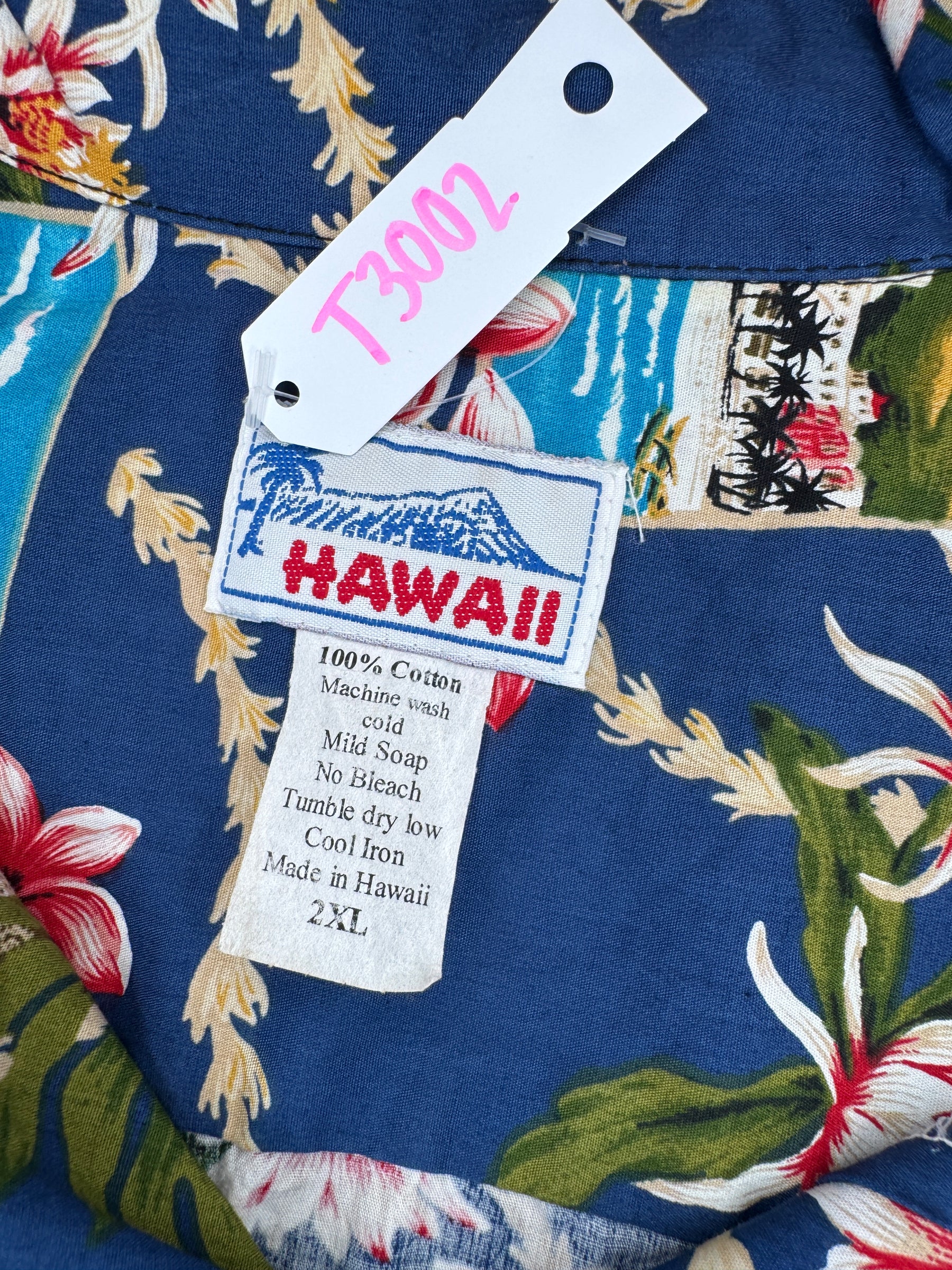 Hawaiian Blue Aloha Shirt Made in Hawaii Men's 2X-Large