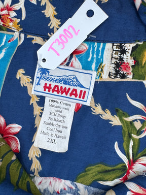 Hawaiian Blue Aloha Shirt Made in Hawaii Men's 2X-Large