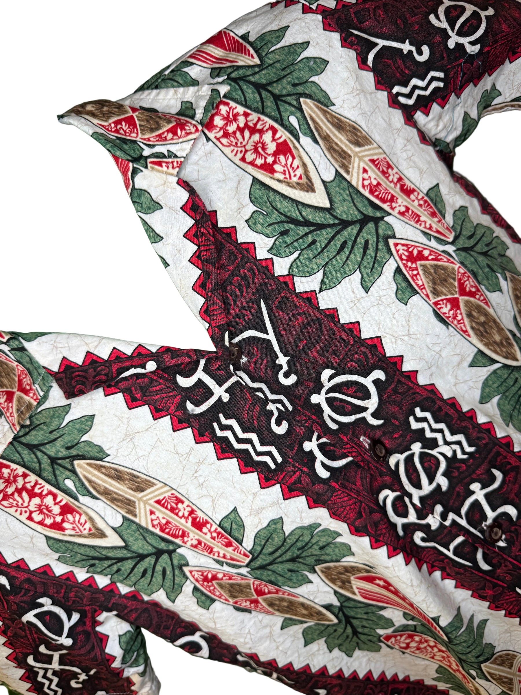 Hawaiian Red and Cream Surfboards Aloha Shirt Made in Hawaii Youth Large