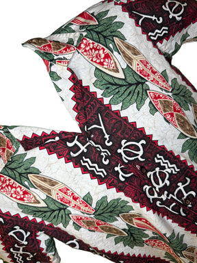 Hawaiian Red and Cream Surfboards Aloha Shirt Made in Hawaii Youth Large
