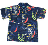 Hawaiian Aloha Style Shirt Ralph Lauren Sailing Scenes Youth Small 7