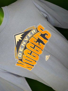 NBA Denver Nuggets Adidas 100% Cotton Light Blue L/S T-Shirt Men's Small