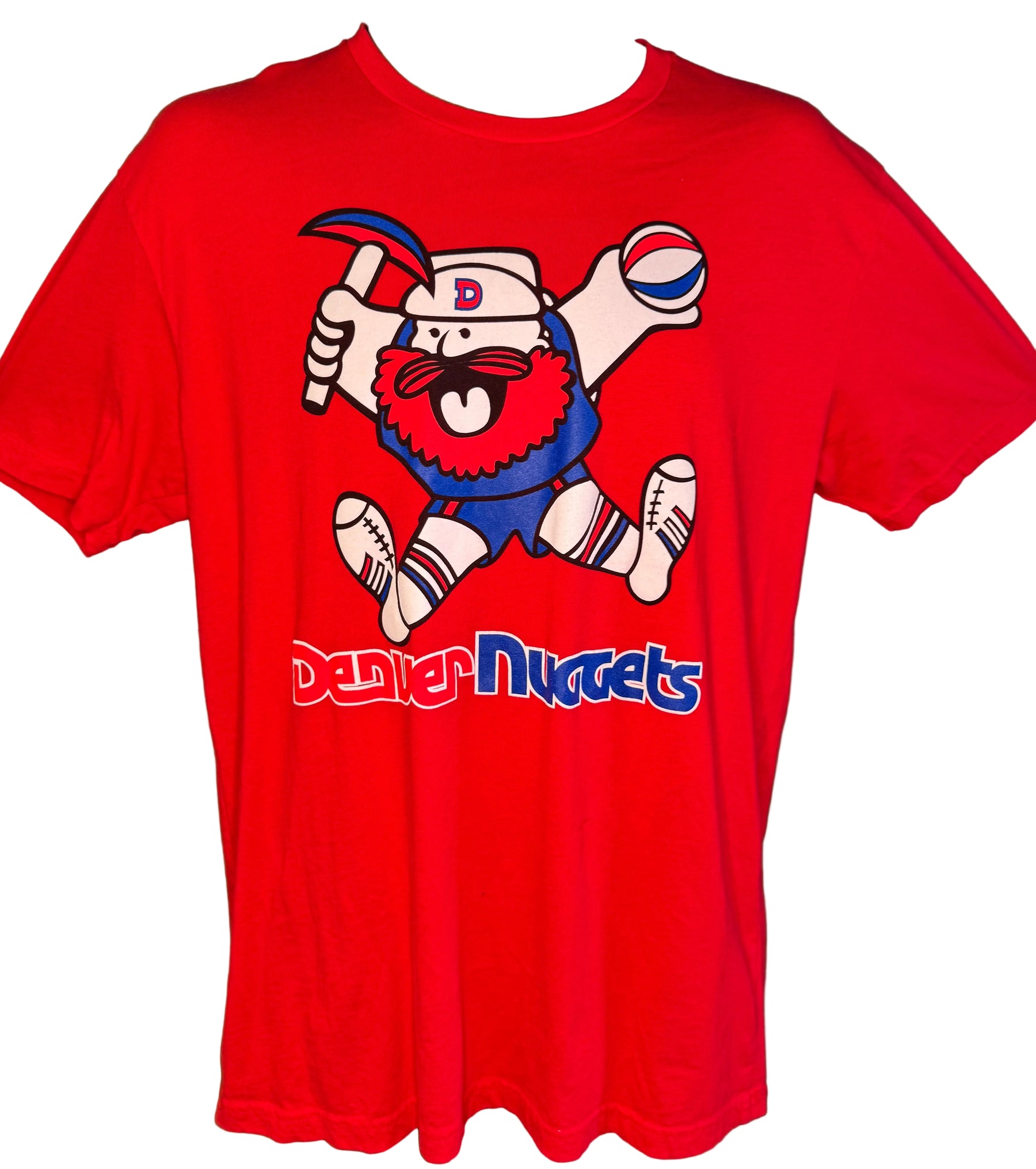 NBA Denver Nuggets Retro Throwback Old Logo Red T-Shirt Men's Large