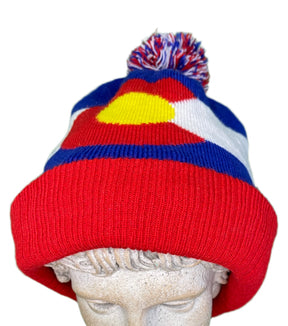 Colorado State Flag Woolly Bobble Hat Beanie OSFA