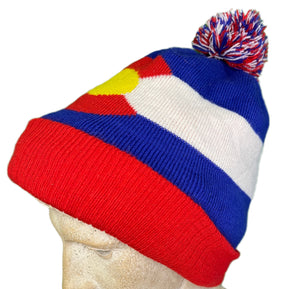 Colorado State Flag Woolly Bobble Hat Beanie OSFA