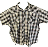 Wrangler Western Plaid S/S Black/Grey/Blue Plaid Shirt Men's 3X-Large