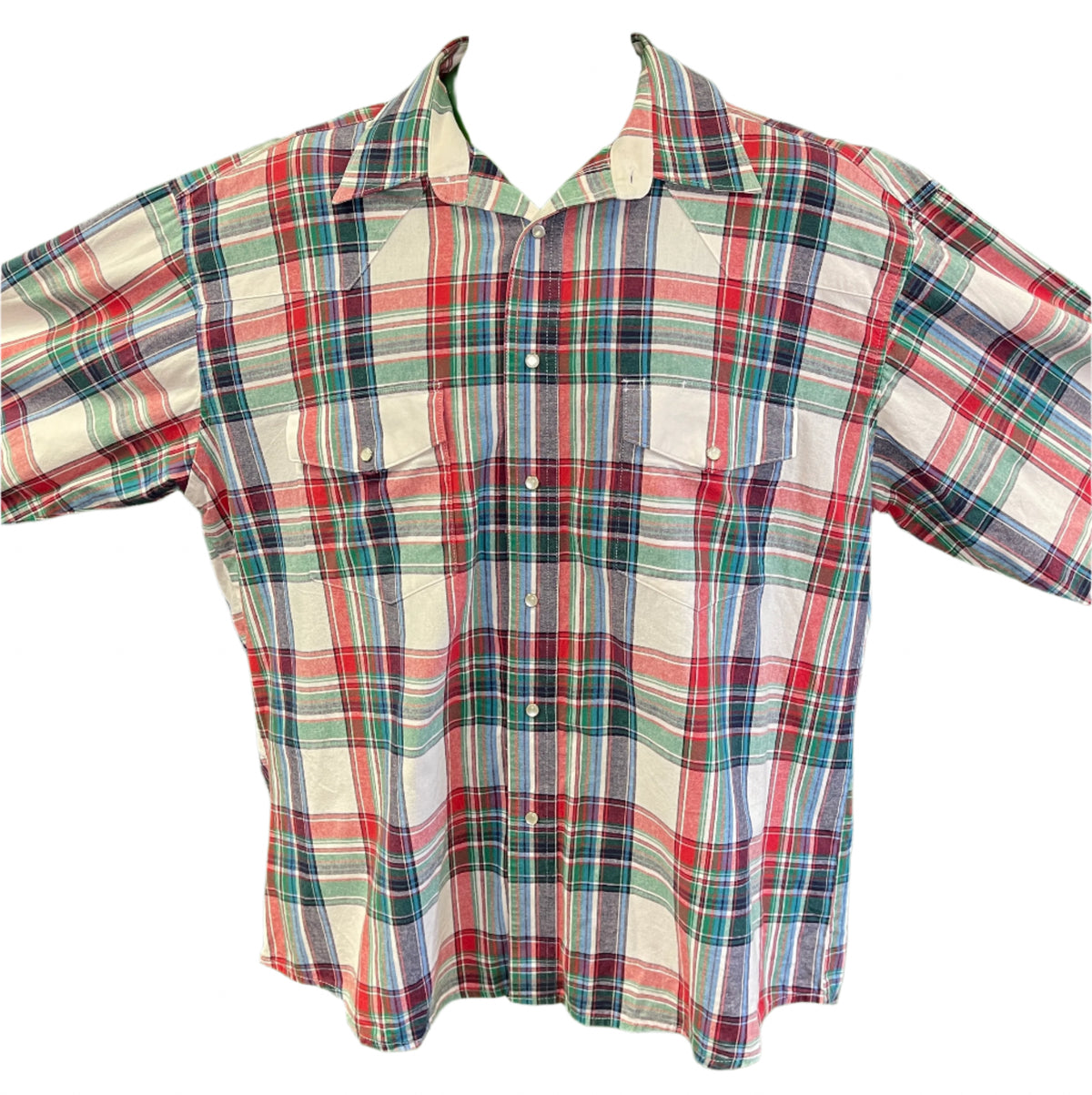 Wrangler Western Plaid L/S Shirt Green/Blue/Red Plaid 100% Cotton Men's 2X-Large