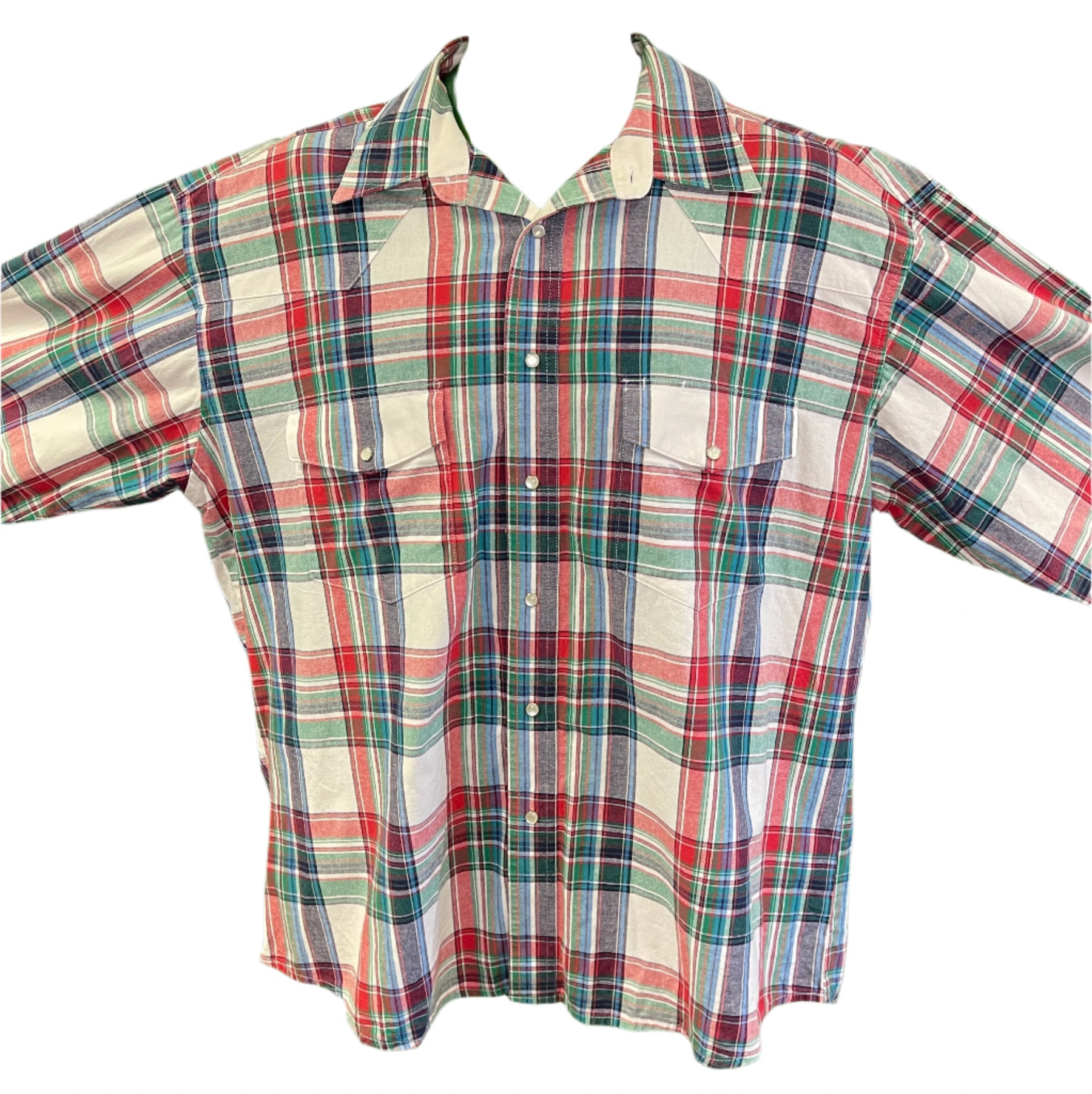Wrangler Western Plaid L/S Shirt Green/Blue/Red Plaid 100% Cotton Men's 2X-Large