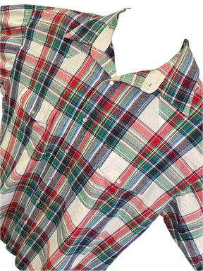 Wrangler Western Plaid L/S Shirt Green/Blue/Red Plaid 100% Cotton Men's 2X-Large