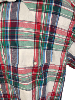 Wrangler Western Plaid L/S Shirt Green/Blue/Red Plaid 100% Cotton Men's 2X-Large