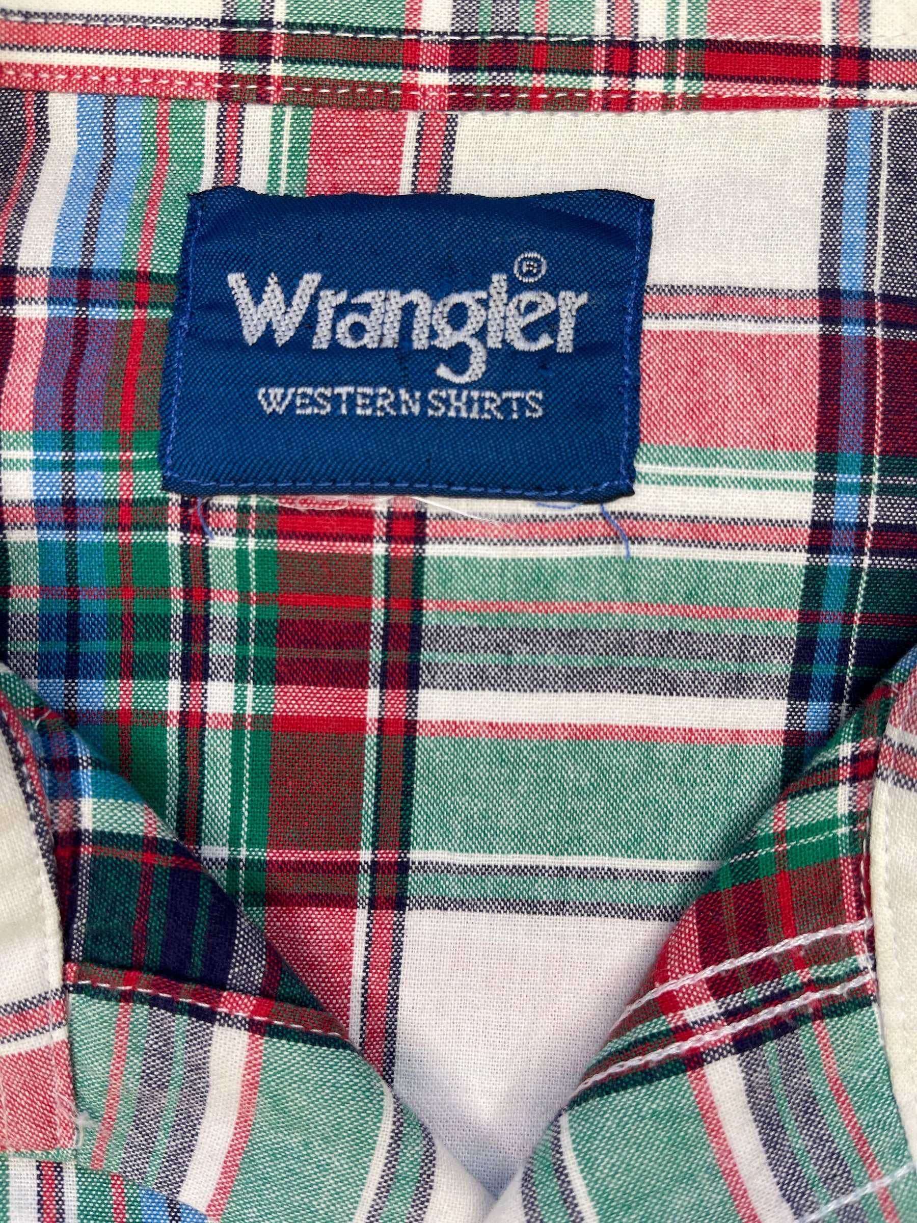 Wrangler Western Plaid L/S Shirt Green/Blue/Red Plaid 100% Cotton Men's 2X-Large