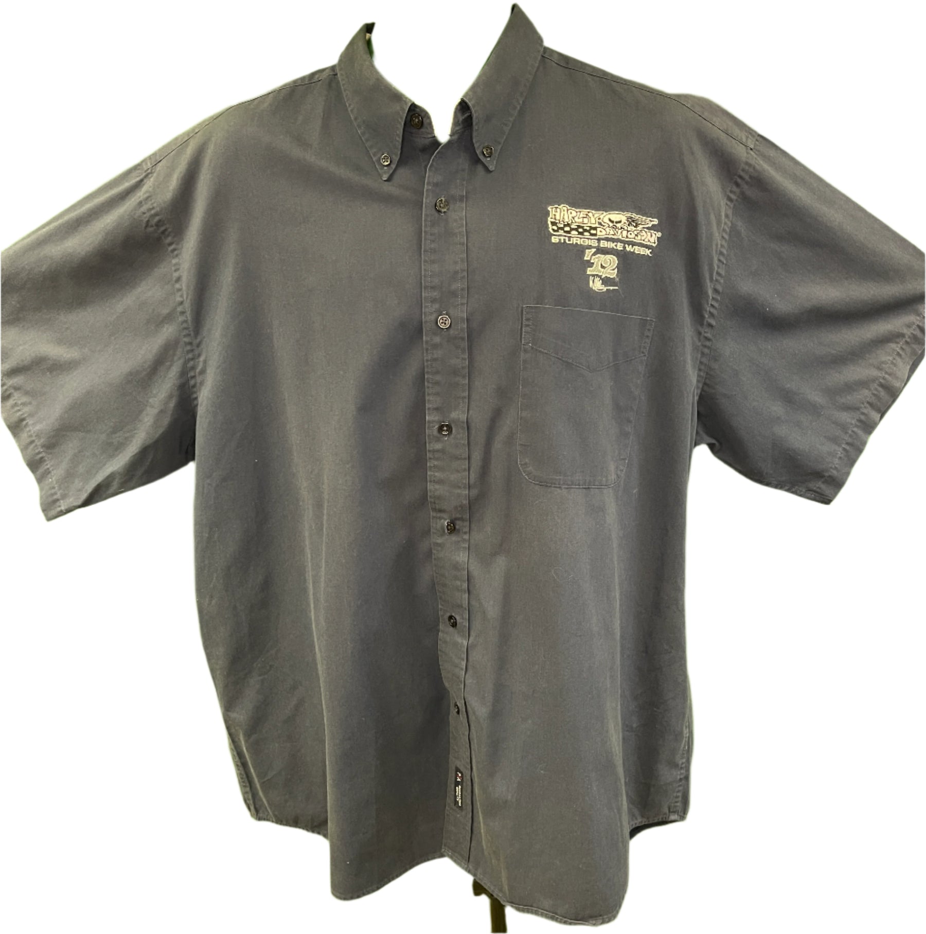 Harley Davidson Brushed Cotton Button-Up S/S Shirt Sturgis '12 Men's 2X-Large