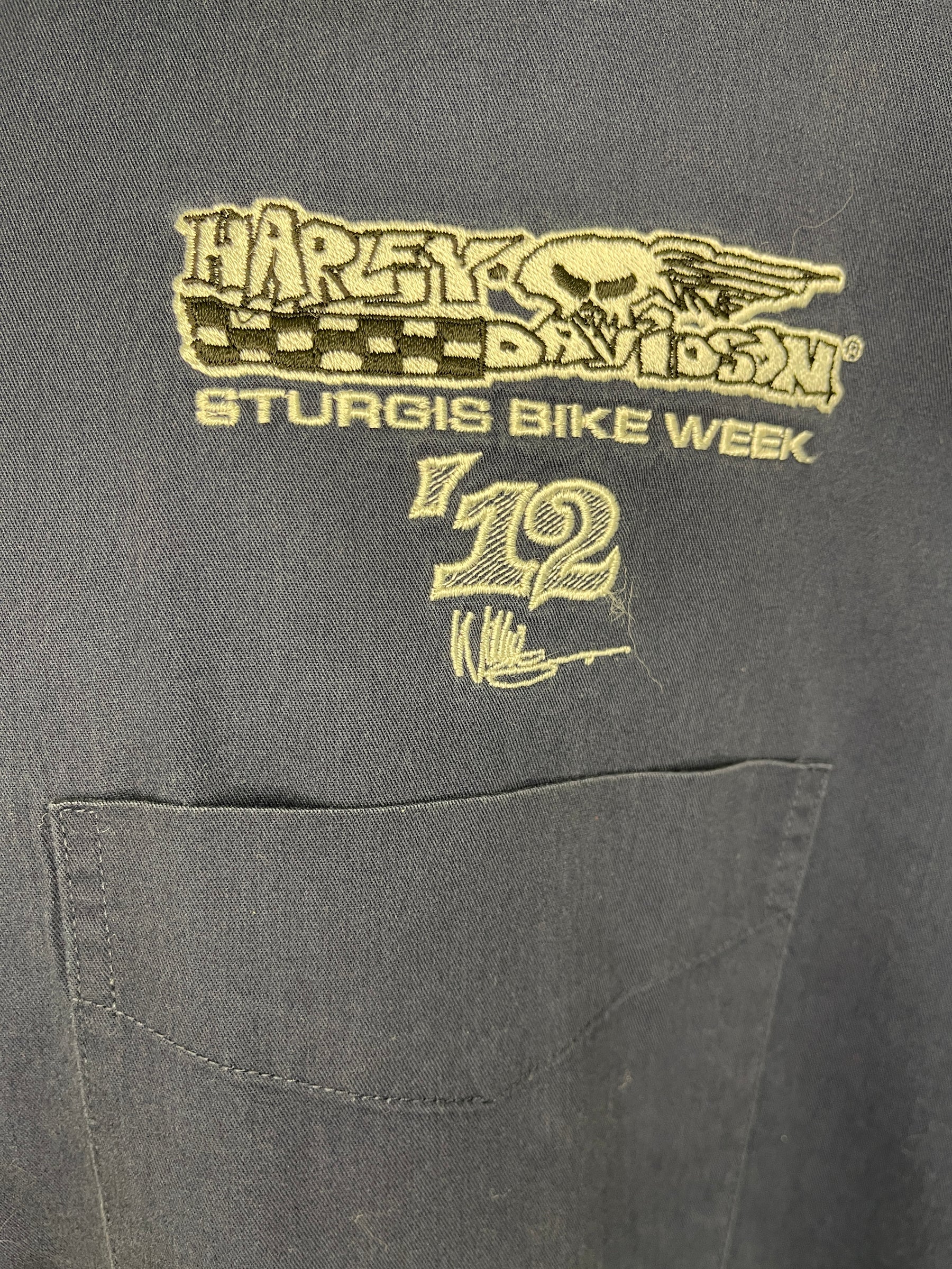 Harley Davidson Brushed Cotton Button-Up S/S Shirt Sturgis '12 Men's 2X-Large