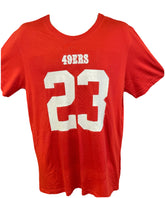 Red t-shirt with '49ers' and number '23' on a white background