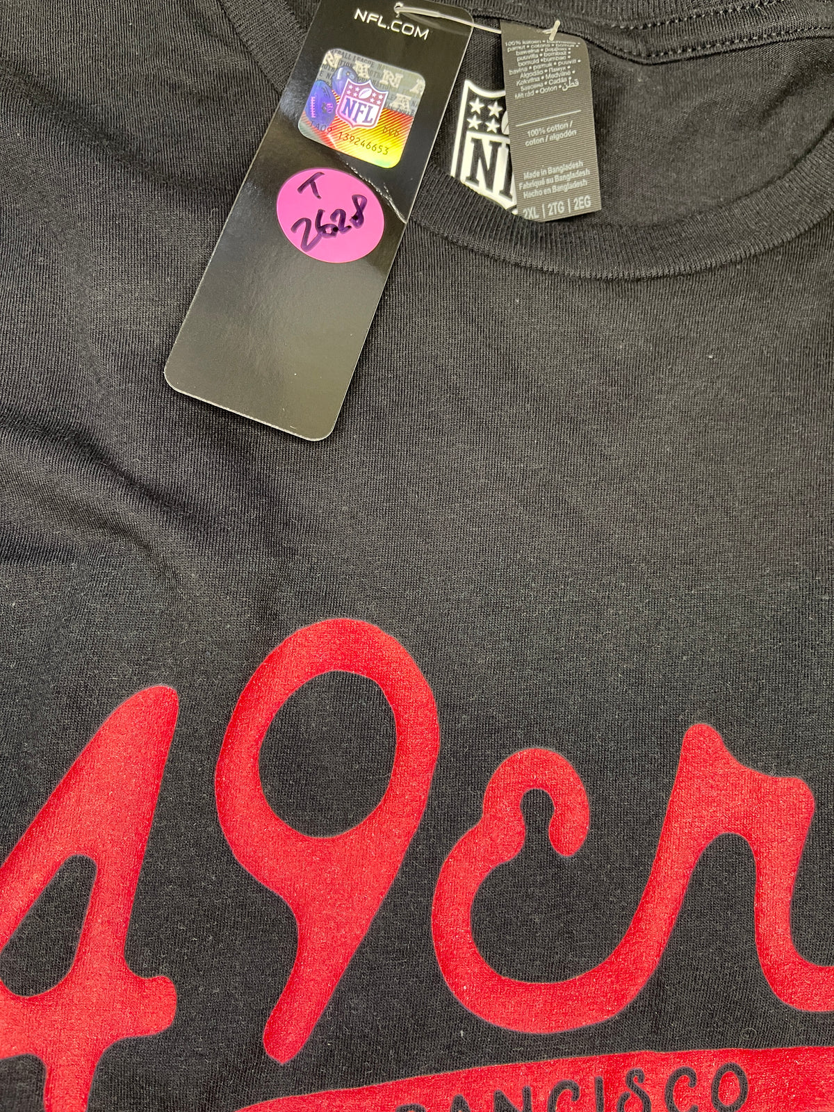 NFL San Francisco 49ers Black Cursive Wordmark T-Shirt Men's 2X-Large NWT