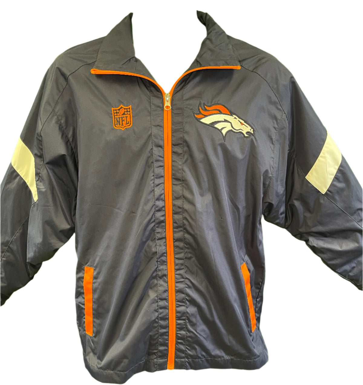 NFL Denver Broncos Full Zip Light Jacket Windbreaker Youth Large 14-16
