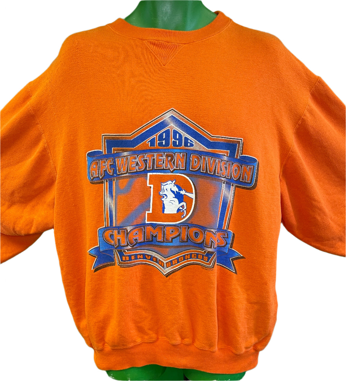 NFL Denver Broncos Vintage 1996 AFC West Champions Orange Sweatshirt Men's X-Large