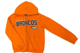 NFL Denver Broncos Full Zip Hoodie Jacket Orange Stitched Youth Medium 10-12