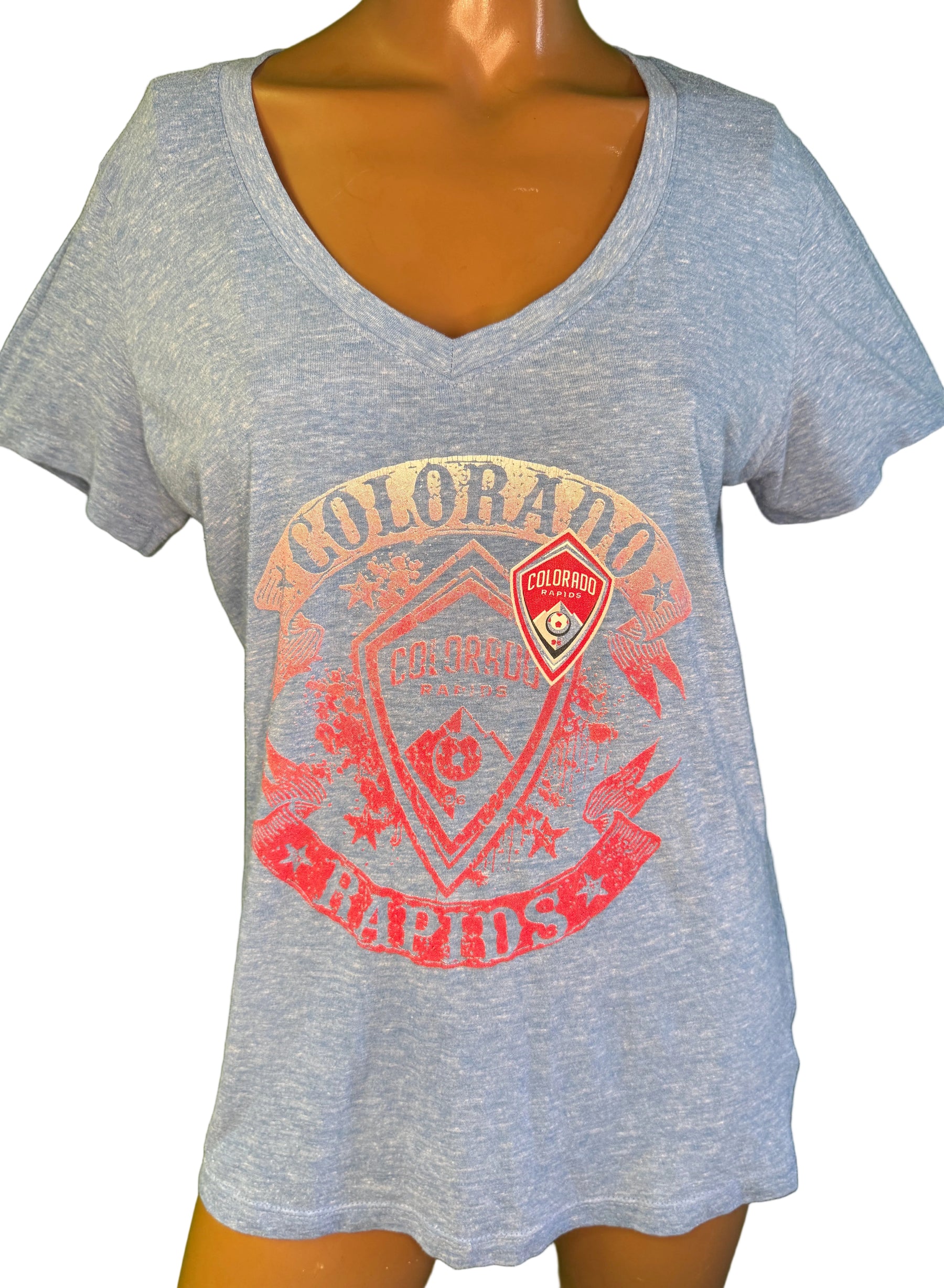 MLS Colorado Rapids V-Neck Heathered T-Shirt Women's Medium