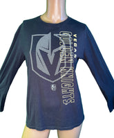 NHL Vegas Golden Knights L/S 100% Cotton Black T-Shirt Youth Large 14-16
