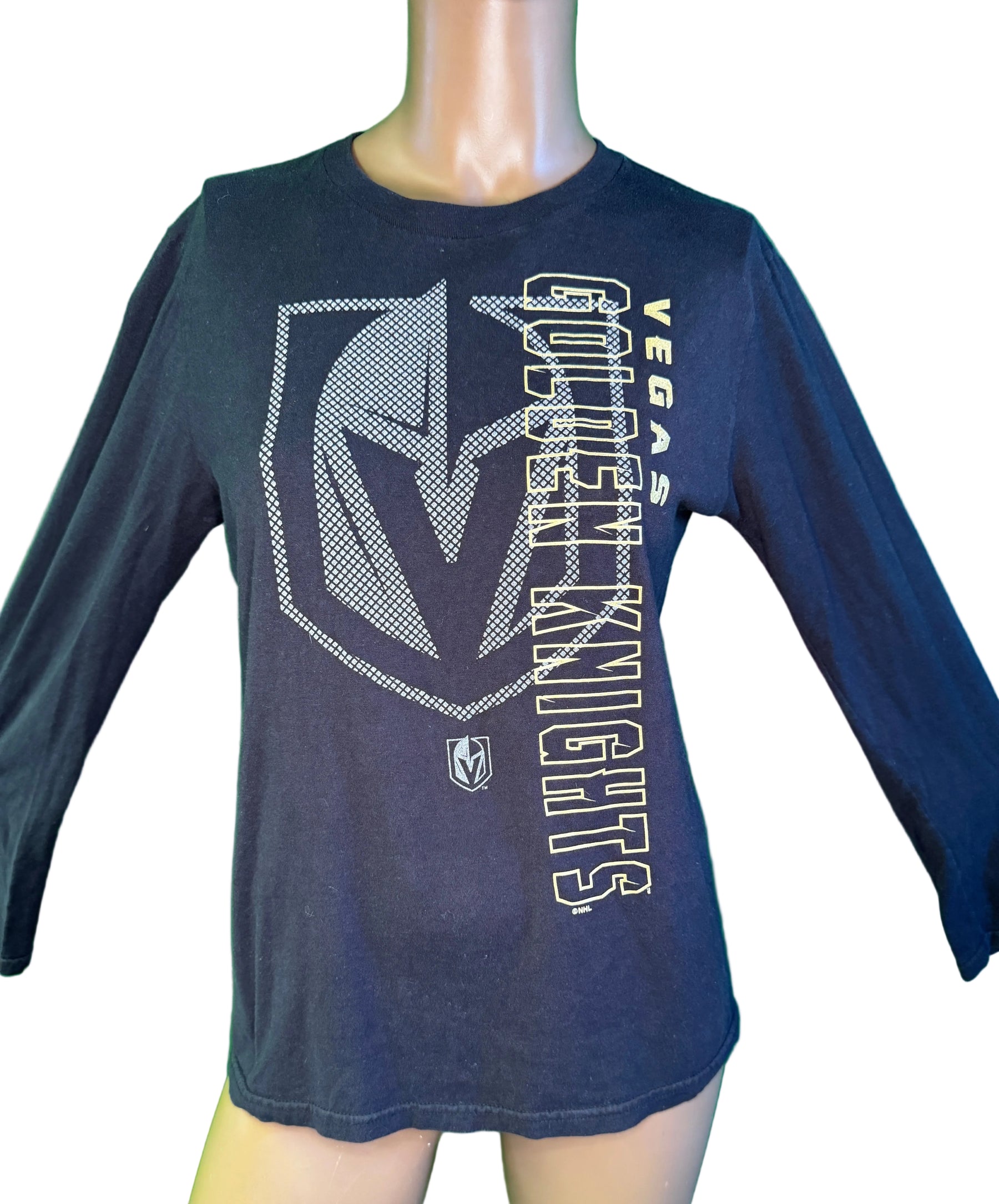 NHL Vegas Golden Knights L/S 100% Cotton Black T-Shirt Youth Large 14-16
