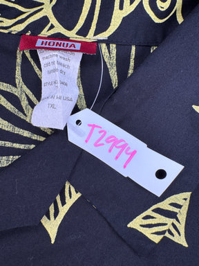 Hawaiian Black and Yellow Aloha Shirt Made in Hawaii Men's 1X-Large