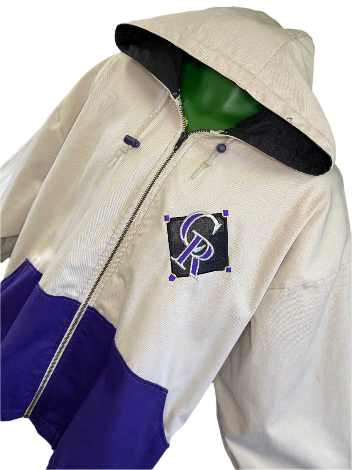 MLB Colorado Rockies Vintage Beige Canvas Coat Stadium Jacket Men's 2X-Large