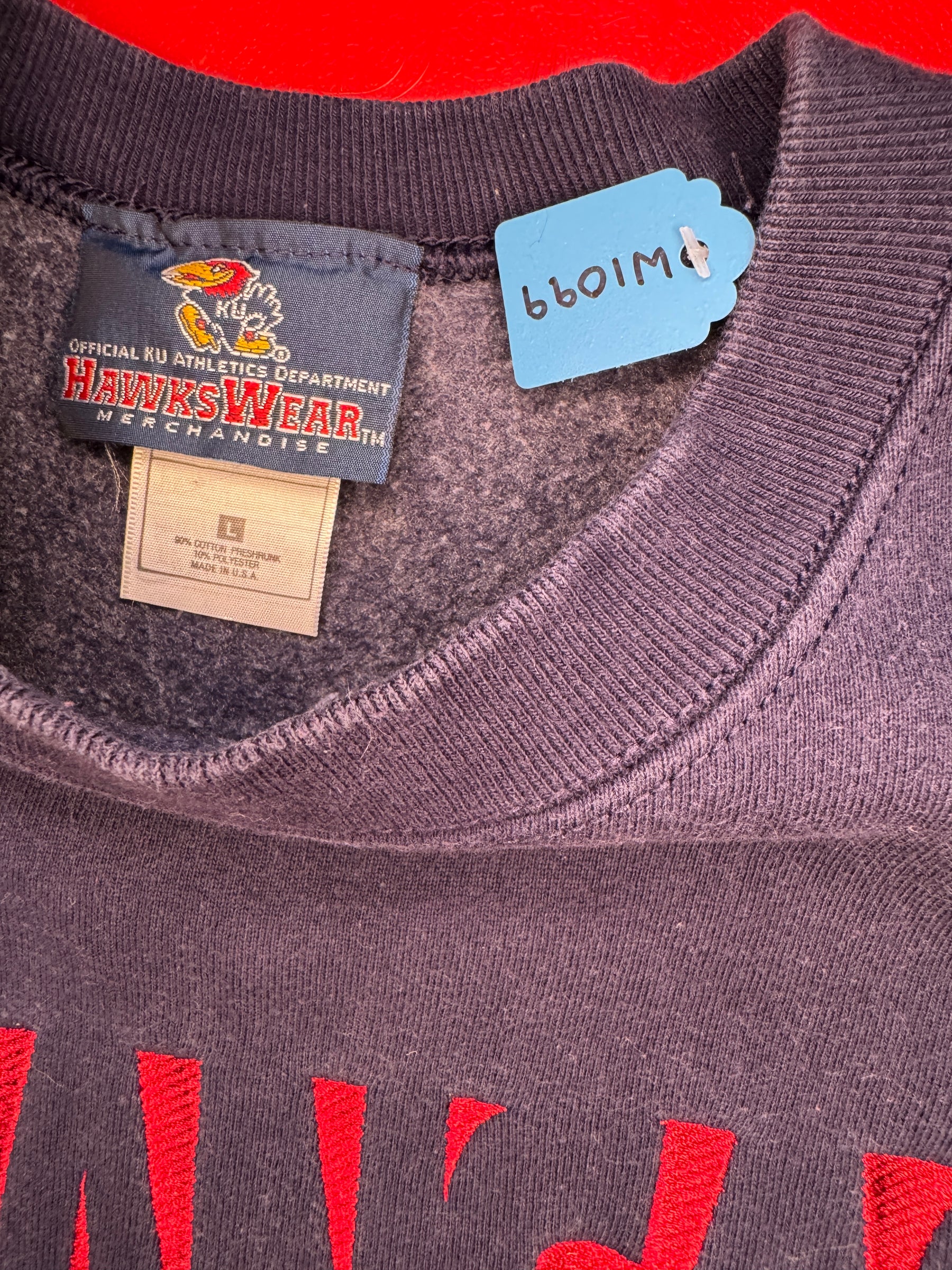 NCAA Kansas Jayhawks Stitched Pullover Sweatshirt Men's Large