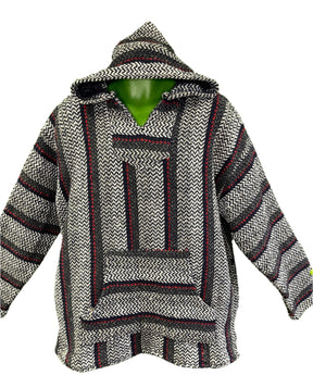Blue/Grey Baja Hoodie Drug Rug Jerga Made in Mexico Men's X-Large