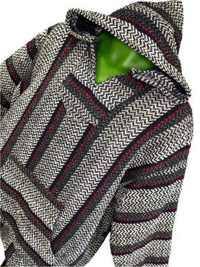 Blue/Grey Baja Hoodie Drug Rug Jerga Made in Mexico Men's X-Large