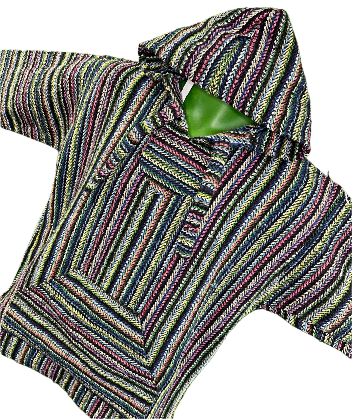 Colourful Baja Hoodie Drug Rug Jerga Made in Mexico Men's Small